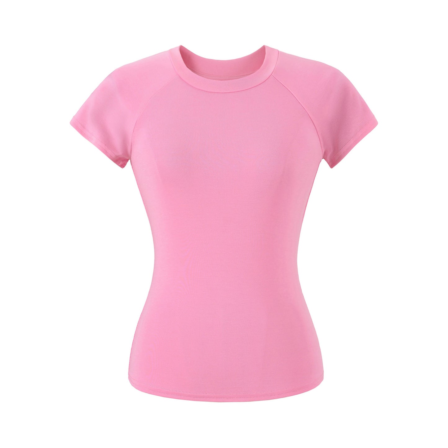Rose pink round neck short sleeve unisex T-shirt front view | TeenStylo