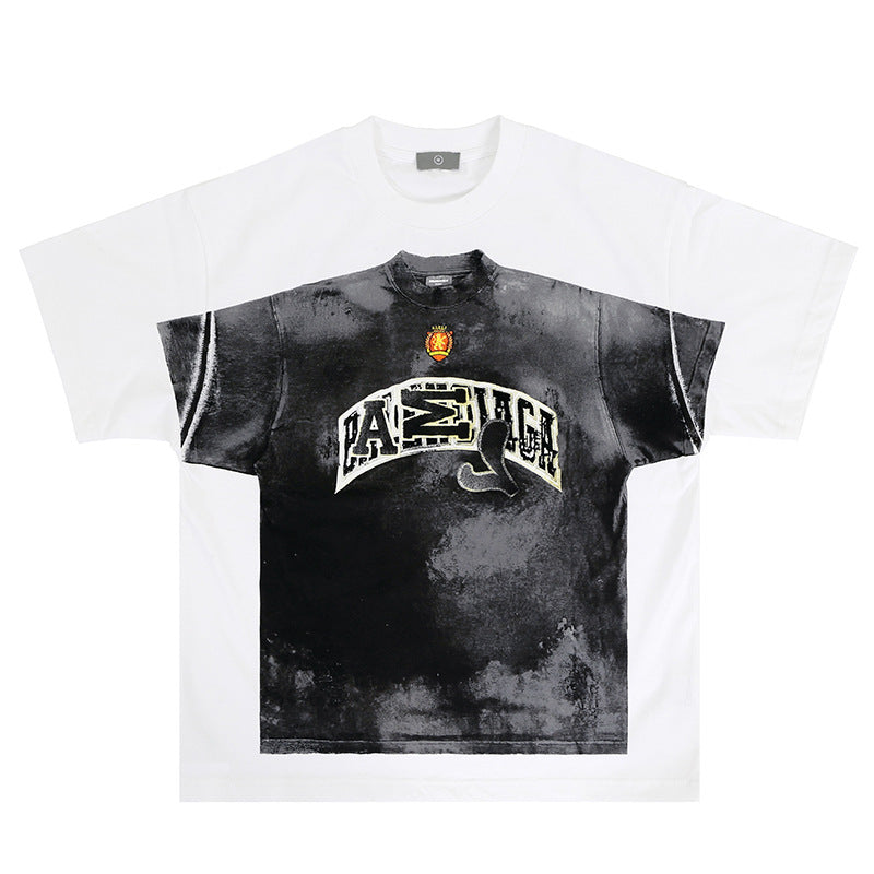 White men's loose fit streetwear short sleeve T-shirt front view – casual urban style at TeenStylo