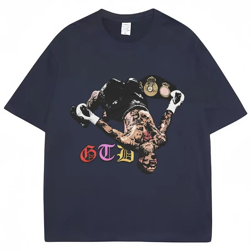 Vintage gray Gervonta Tank Davis graphic t-shirt for men streetwear style TeenStylo