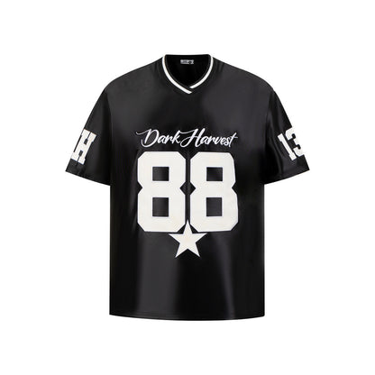 Black men's quick-dry V-neck sports tee lifestyle shot, summer streetwear style | TeenStylo
