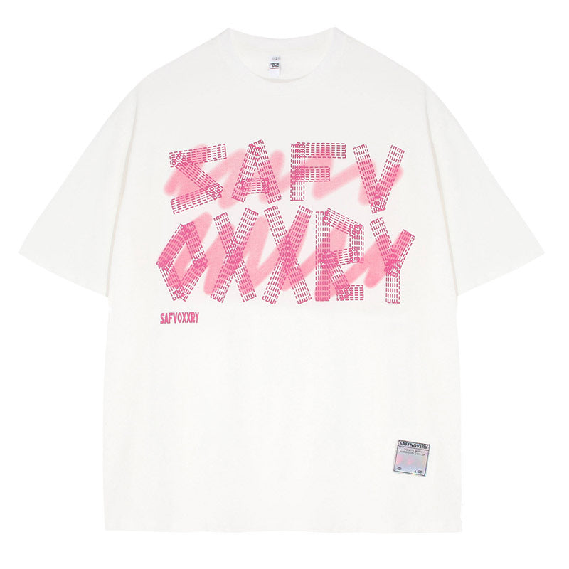 White unisex oversized streetwear couple tee lifestyle shot, short sleeve casual Y2K style T-shirt | TeenStylo