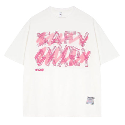 White unisex oversized streetwear couple tee lifestyle shot, short sleeve casual Y2K style T-shirt | TeenStylo