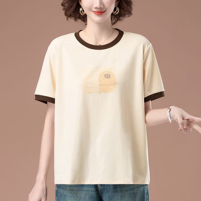 Apricot loose short sleeve t-shirt fabric detail close-up, relaxed unisex fit streetwear style | TeenStylo