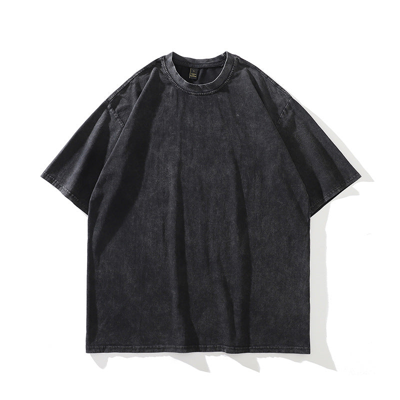 TeenStylo men's washed glossy panel short sleeve shirt spring summer streetwear lifestyle style TeenStylo