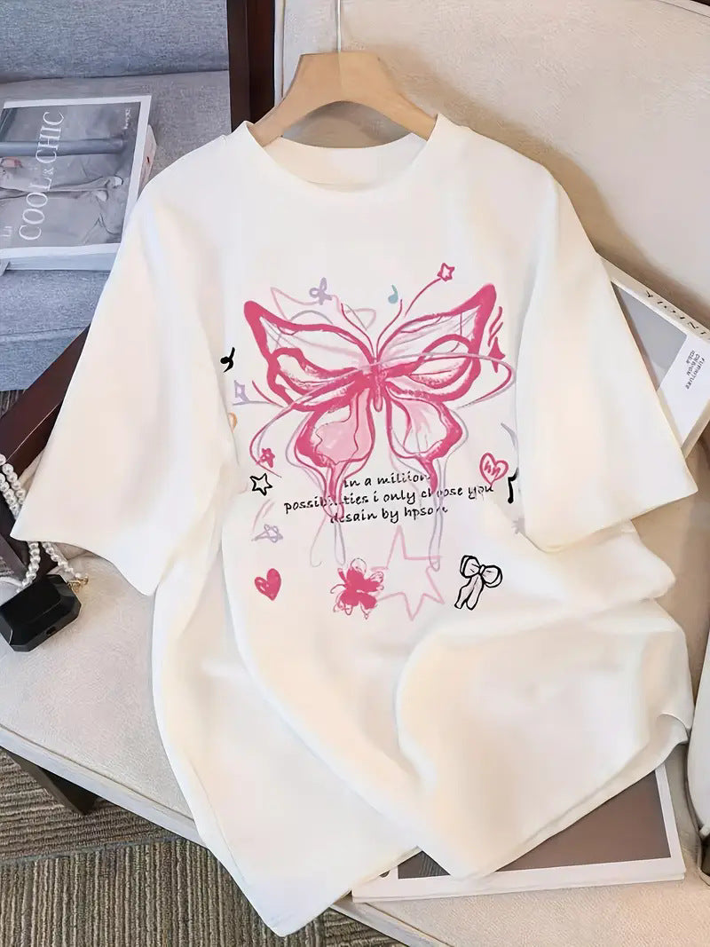 Womens B2 Printed Short Sleeve T-Shirt front view streetwear style unisex tee TeenStylo