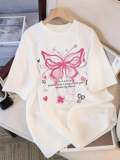 Womens B2 Printed Short Sleeve T-Shirt front view streetwear style unisex tee TeenStylo