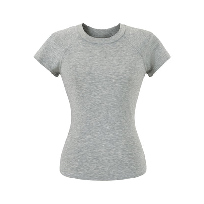 Pink women's round neck T-shirt fabric detail close-up, short sleeve casual streetwear style | TeenStylo