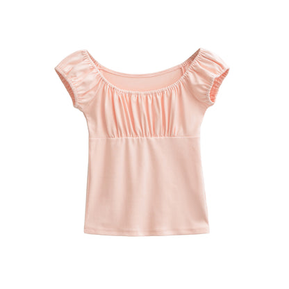 Pink slim fit short sleeve women's T-shirt lifestyle shot - Y2K streetwear style | TeenStylo