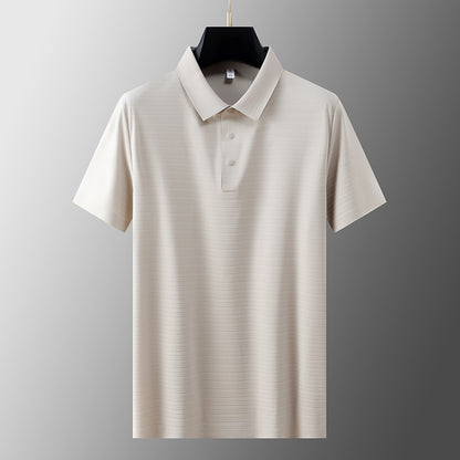 Apricot polo shirt fabric texture detail showing breathable cotton weave and stitching - TeenStylo