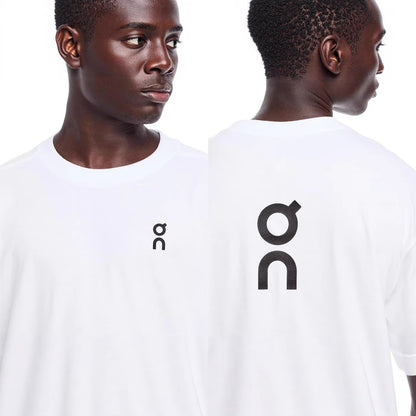 White unisex On Club T graphic cotton t-shirt front view for men and women – TeenStylo