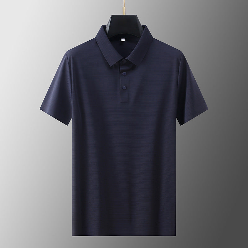 Navy blue short sleeve polo shirt for men, casual streetwear style – TeenStylo