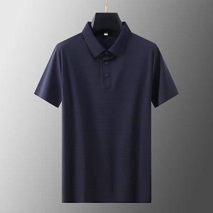 Navy blue short sleeve polo shirt for men, casual streetwear style – TeenStylo