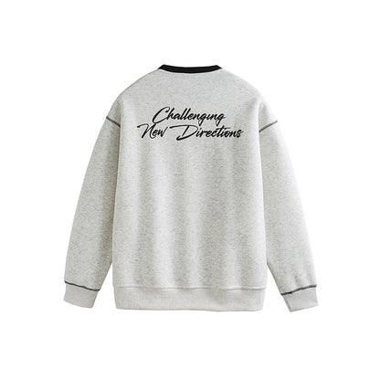 Navy blue men's sweatshirt with embroidered back design, streetwear style - TeenStylo