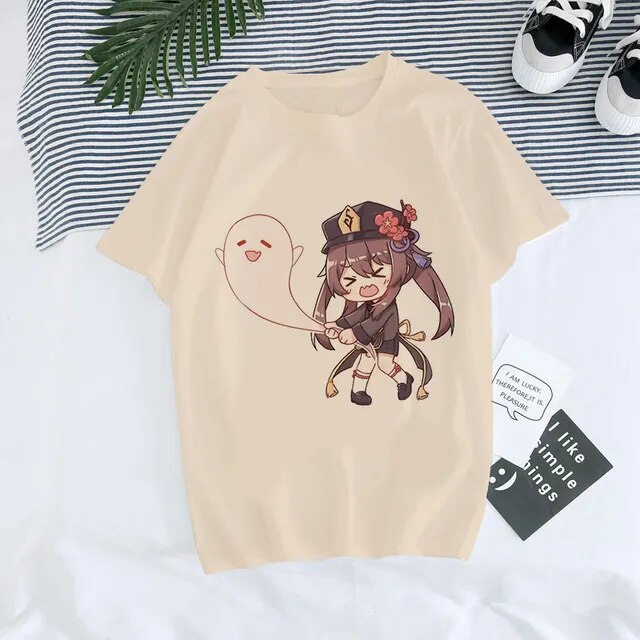 Genshin Impact Hu Tao Xiao Kawaii Graphic Tee Unisex Streetwear Style Fashion at TeenStylo