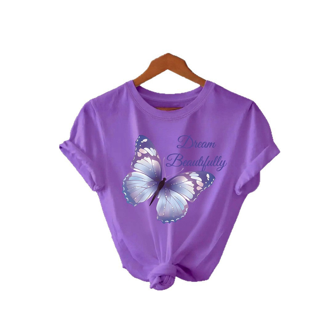 Fluorescent green butterfly graphic short sleeve t-shirt unisex Y2K streetwear front view TeenStylo