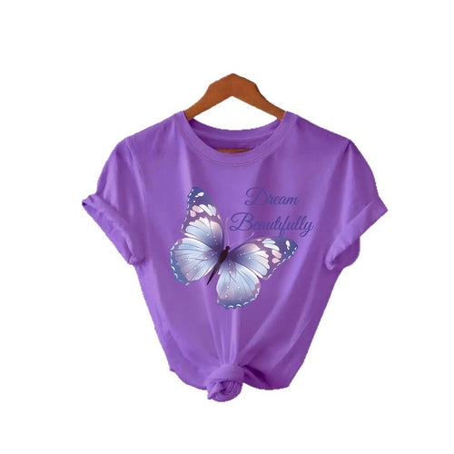 Fluorescent green butterfly graphic short sleeve t-shirt unisex Y2K streetwear front view TeenStylo