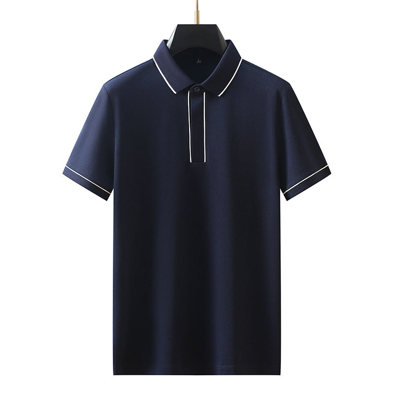 Midnight blue short sleeve polo shirt for men lifestyle shot - streetwear style at TeenStylo