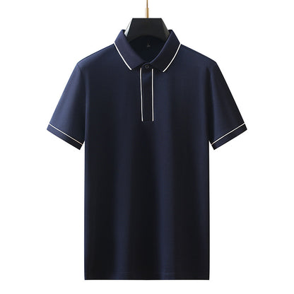 Midnight blue short sleeve polo shirt for men lifestyle shot - streetwear style at TeenStylo