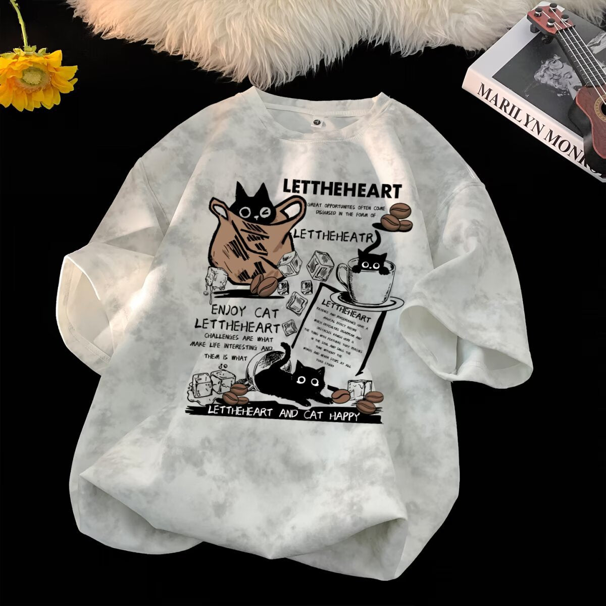 White tie-dye short sleeve t-shirt for men lifestyle streetwear style Y2K fashion TeenStylo