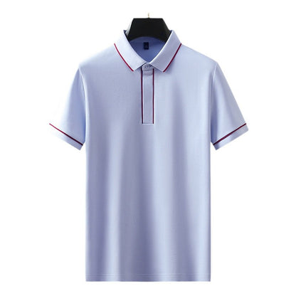 White short sleeve polo shirt for men, classic streetwear style front view - TeenStylo