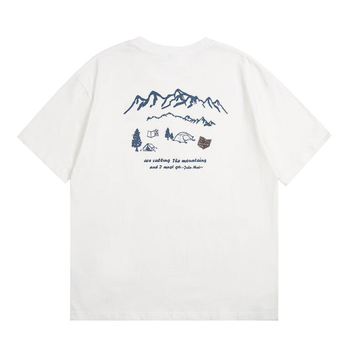 White unisex loose printed short sleeve T-shirt front view – Y2K streetwear style | TeenStylo