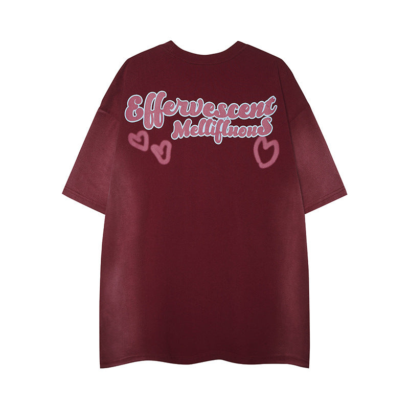 Dark reddish brown dog print graphic t-shirt back view unisex streetwear style TeenStylo