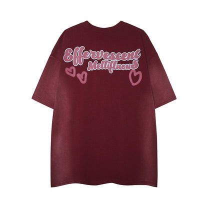 Dark reddish brown dog print graphic t-shirt back view unisex streetwear style TeenStylo