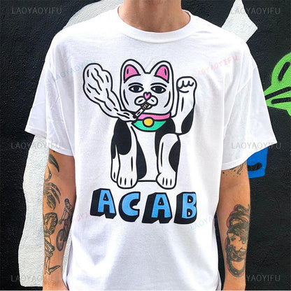 Funny Saucer Man Graphic T-Shirt Back View White Vintage Cartoon Unisex Streetwear Tee TeenStylo