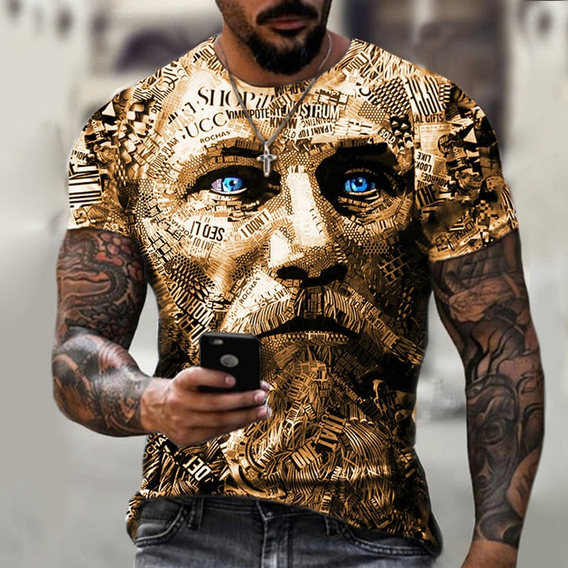 Men's printed streetwear t-shirt in ZJM1-763 lifestyle shot, casual Y2K fashion style for teens - TeenStylo