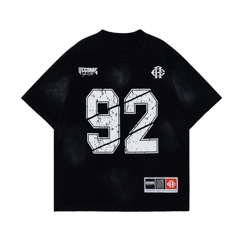 Black unisex loose half sleeve summer T-shirt lifestyle shot – Y2K streetwear style at TeenStylo