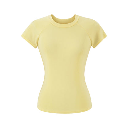 Yellow unisex round neck short sleeve T-shirt women's streetwear casual tee TeenStylo