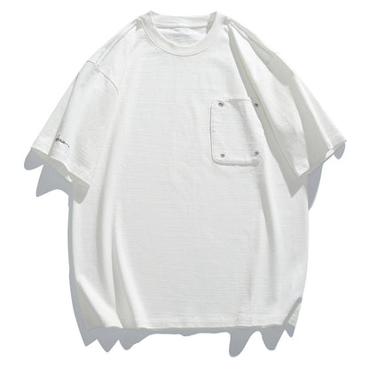 White loose casual round neck short sleeve men's t-shirt lifestyle streetwear style | TeenStylo