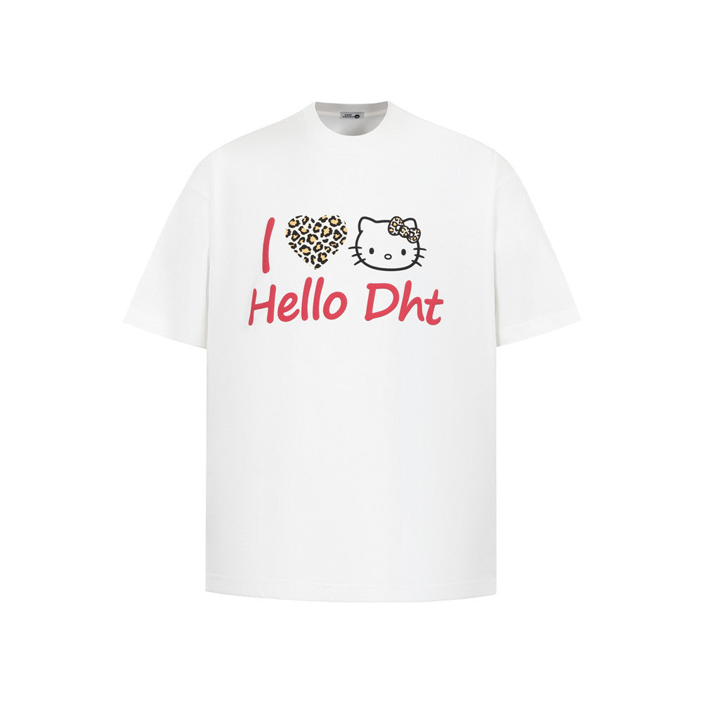 Black cartoon cat print short sleeve t-shirt lifestyle streetwear style for men TeenStylo