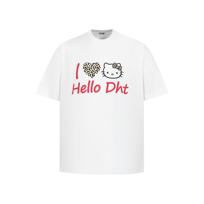 Black cartoon cat print short sleeve t-shirt lifestyle streetwear style for men TeenStylo