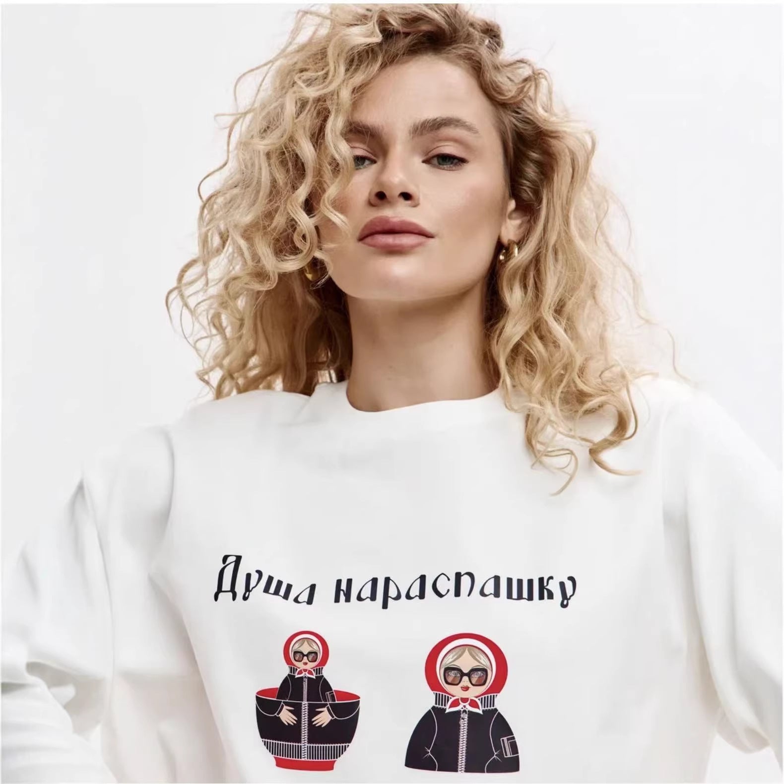 White unisex anime printed loose T-shirt top lifestyle shot - Y2K Harajuku streetwear style at TeenStylo