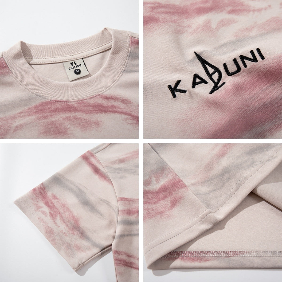 Gray pink unisex letter embroidery streetwear t-shirt lifestyle look | TeenStylo