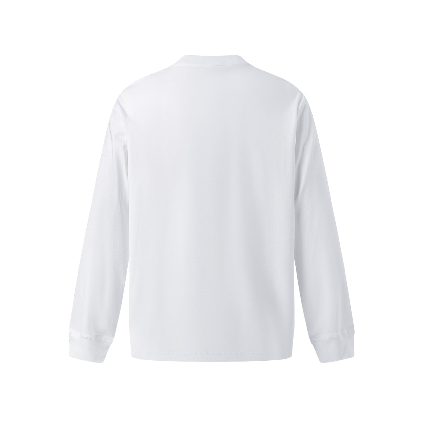 White unisex loose fit long sleeve graphic tee with letter print design, streetwear style | TeenStylo