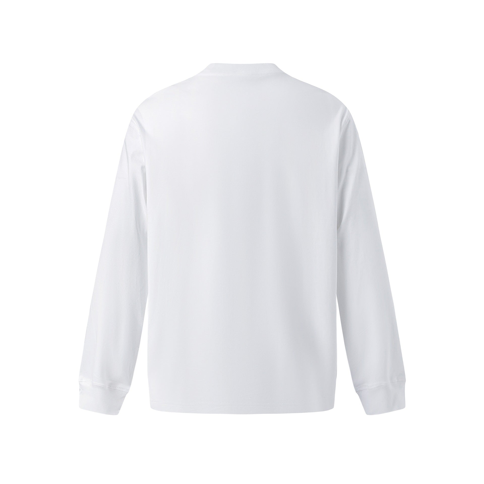 White unisex loose fit long sleeve graphic tee with letter print design, streetwear style | TeenStylo