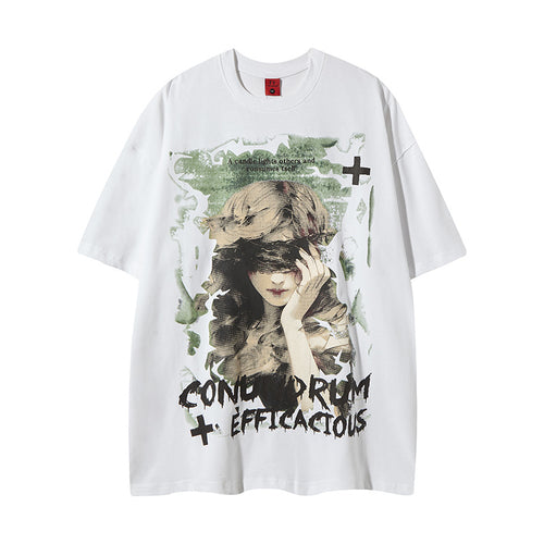 Rose Red Washed Vintage Graphic Print Short Sleeve Unisex T-Shirt Front View - TeenStylo