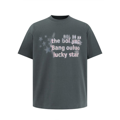 Dark grey unisex star print short sleeve t-shirt front view | TeenStylo