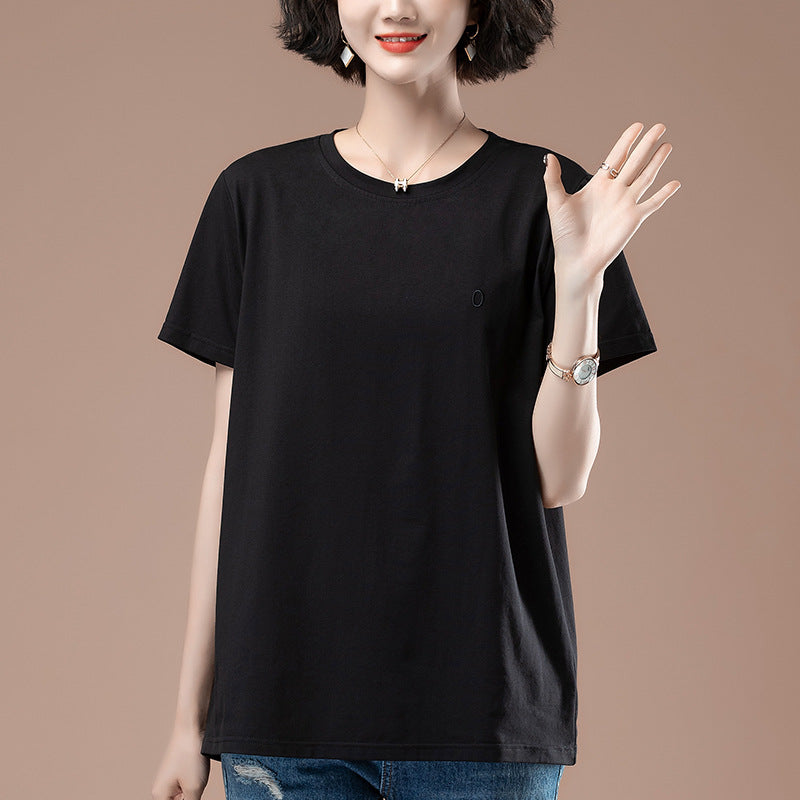 Brown women's round neck short sleeve t-shirt styled in Y2K streetwear aesthetic lifestyle shot | TeenStylo