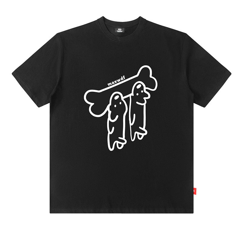 Black oversized cotton sausage dog print summer t-shirt lifestyle shot mens streetwear TeenStylo