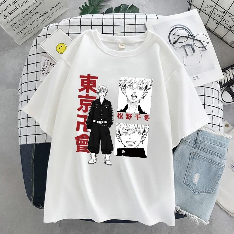 Tokyo Revengers Chifuyu Matsuno graphic T-shirt lifestyle shot for men in KT011603 colorway – TeenStylo