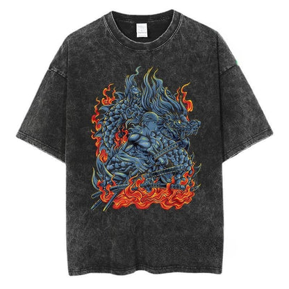 Black One Piece Zoro anime graphic tee styled in Y2K Harajuku streetwear lifestyle look at TeenStylo