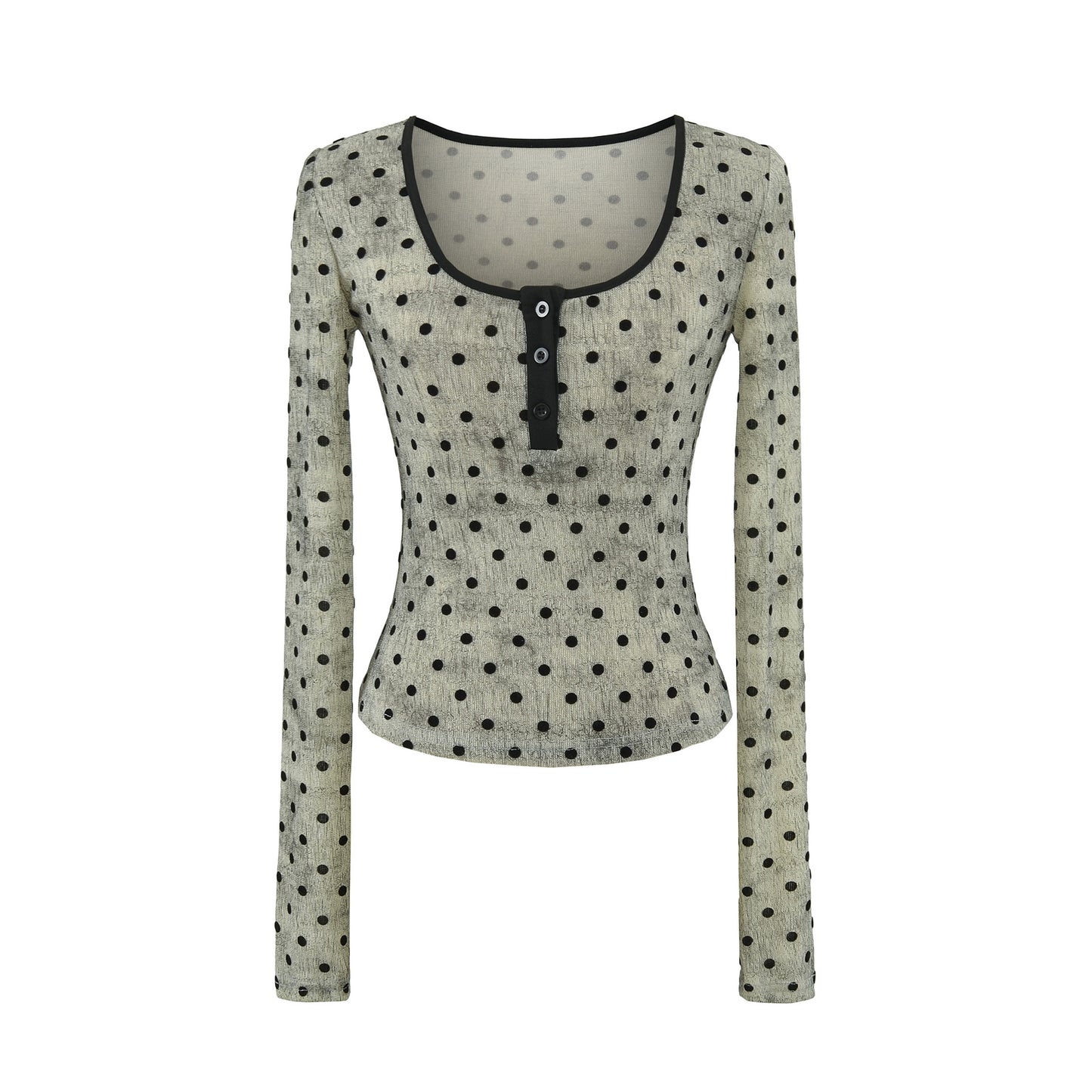 Gray square neck long sleeve T-shirt women's lifestyle wear streetwear fashion TeenStylo