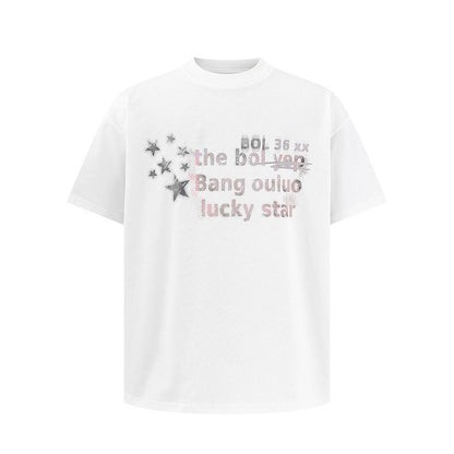 White unisex short sleeve star print t-shirt lifestyle look | TeenStylo