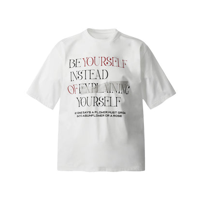 White unisex alphabet print short sleeve street style T-shirt lifestyle shot – TeenStylo