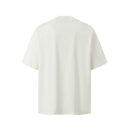 Milk apricot abstract figure print streetwear tee back view for men | TeenStylo