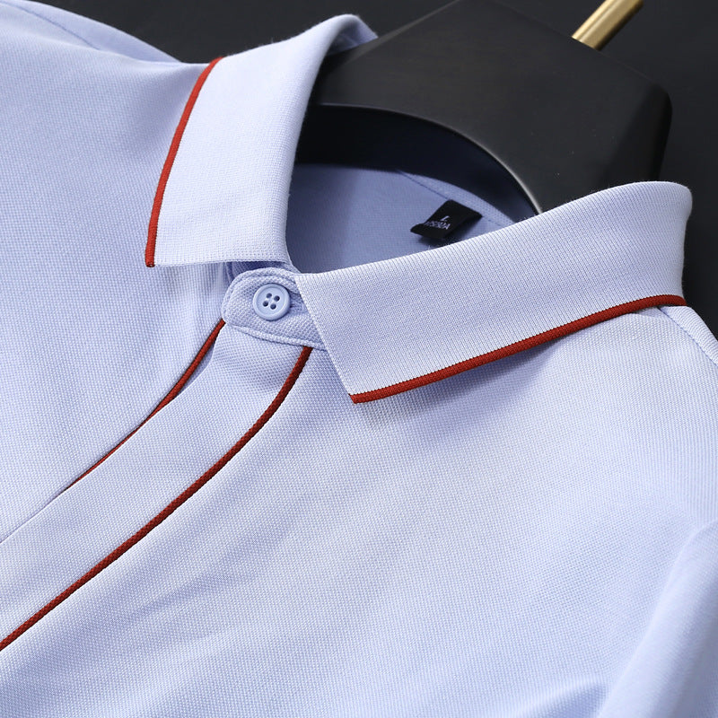 Graphite gray men's polo shirt close-up detail showing fabric texture and collar stitching | TeenStylo