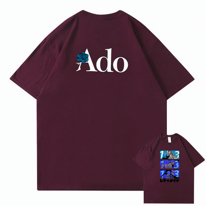 Dark gray Ado Fans cute funny graphic cotton t-shirt unisex streetwear tee with bold black text print TeenStylo